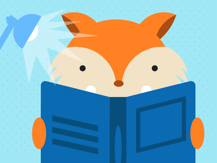 Fox reading a book